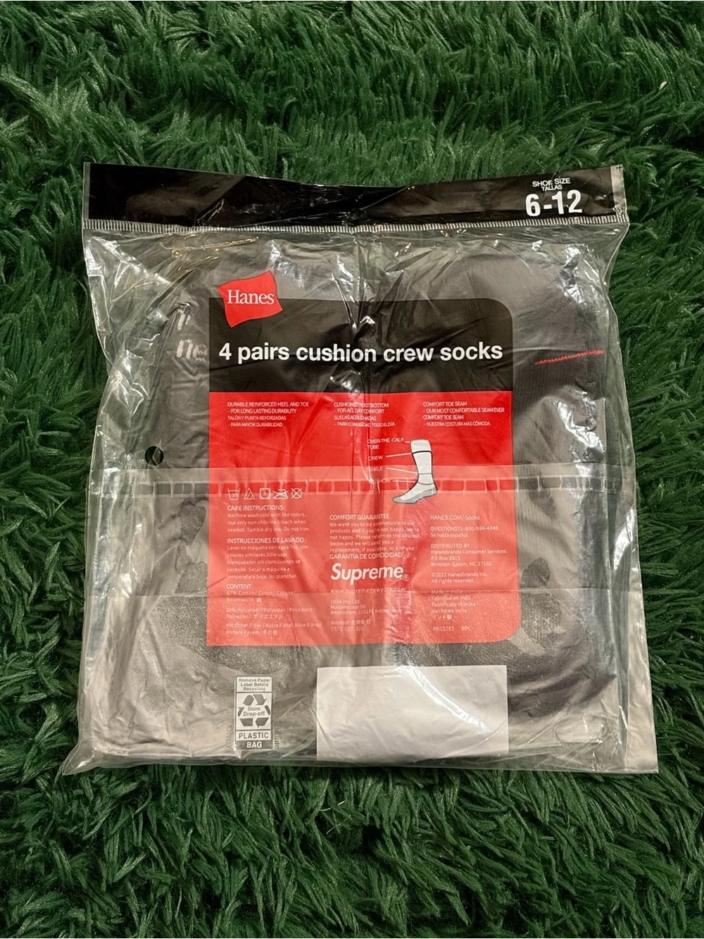 Supreme X Hanes Black Socks